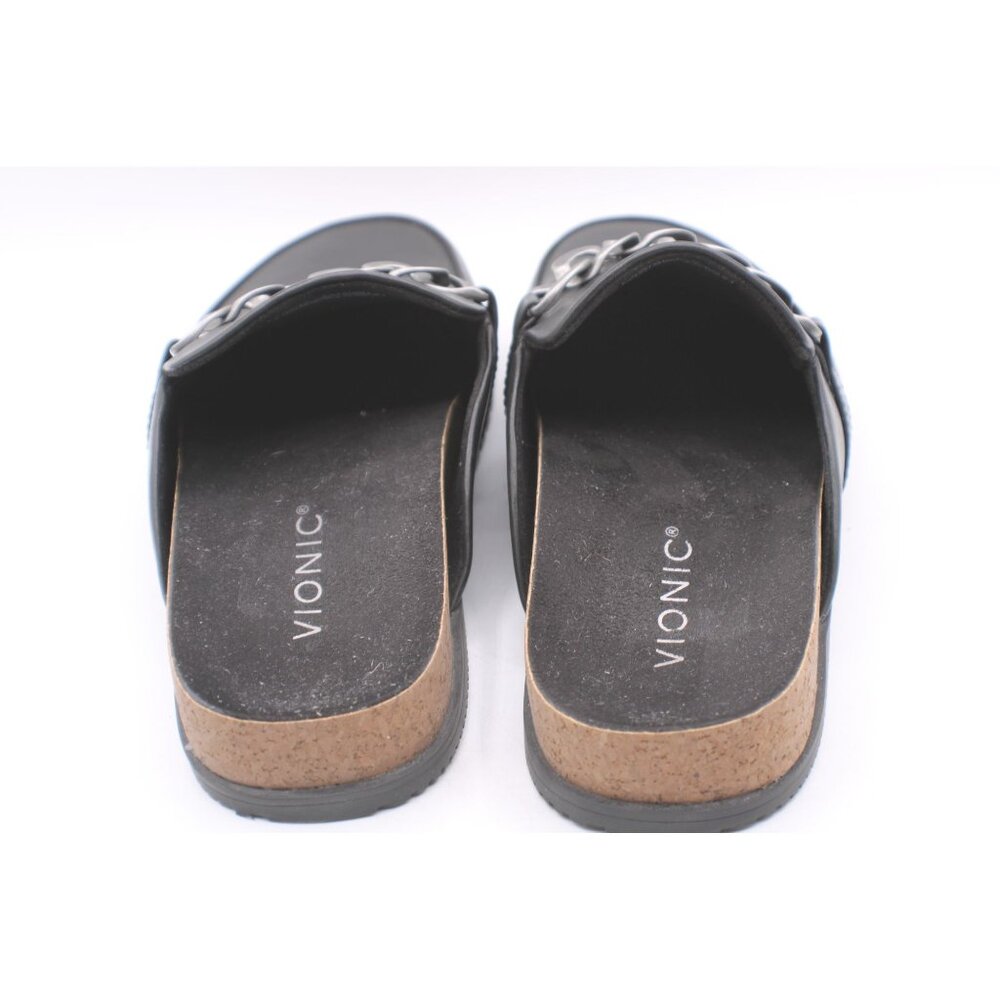 Vionic Georgie Womens Size 9 Black Leather Slip-On Mules W/ Chain Accent - Picture 3 of 9